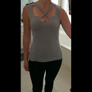 Criss-cross neckline tank top